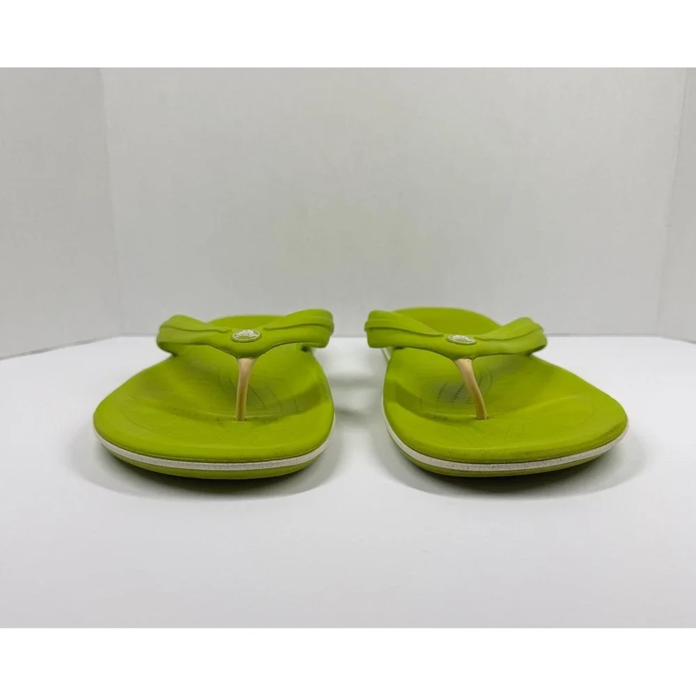 Crocs Crocband Flip Flops Lime Green Mens 11 Womens 13 Thong Sandals 11033